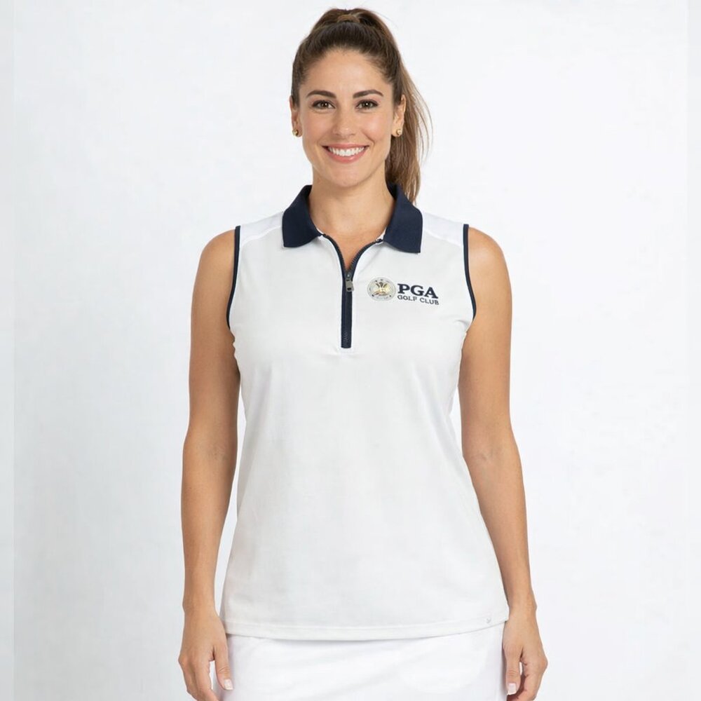 Greg Norman women's zip sleeveless golf top size L
